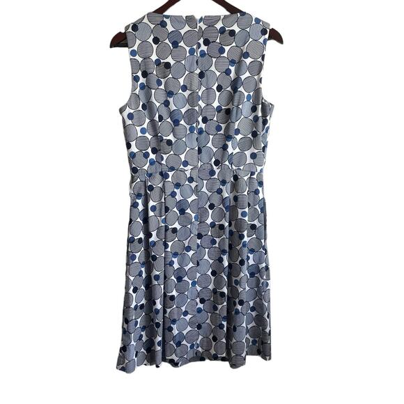 Anne Klein Women Dress 10 Geometric Dot Pockets Belt Flare Career Travel Event - Picture 3 of 12